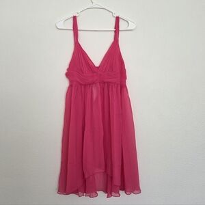 Victoria's Secret Hot Pink Sheer Chiffon Babydoll Nightie/ Chemise Size Small